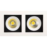 LED Spot - Inbouwspot Dubbel - Rechthoek 16W - Helder/Koud Wit 6400K - Mat Wit Aluminium - Kantelbaar 185x100mm