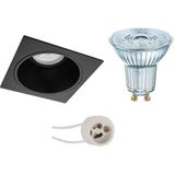 Voordeelset: LED Spot Set - LEDVANCE Parathom PAR16 927 36D - Pragmi Minko Pro - GU10 Fitting - Dimbaar - Inbouw Vierkant - Mat Zwart - 3.7W - Warm Wit 2700K - Verdiept - 90mm