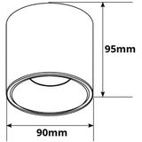 Pragmi - Cliron Pro - Opbouwspot - Mat Zwart/Zilver - Aluminium - Ø90mm