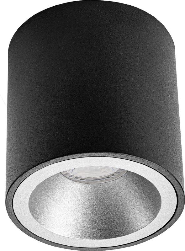 Pragmi - Cliron Pro - Opbouwspot - Mat Zwart/Zilver - Aluminium - Ø90mm