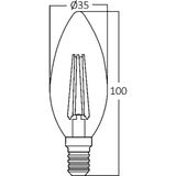 Voordeelpak 10x LED Lamp E14 Kaars Filament - Brinton - Helder 4W 470lm - 830 Warm Wit 3000K - C35 - CLR - Dimbaar | Vervangt 40W