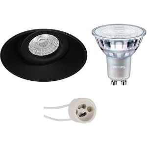 Voordeelset: LED Spot Set - Pragmi Nivas Pro - GU10 Fitting - Inbouw Rond - Mat Zwart - Trimless - Kantelbaar - Ø150mm - Philips - MASTER 927 36D VLE - 3.7W - Warm Wit 2200K-2700K - DimTone Dimbaar