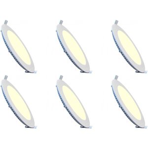 Voordeelpak LED Downlight Slim 6 Pack - Inbouw Rond 9W - Warm Wit 2700K - Mat Wit - Aluminium - Ø146mm