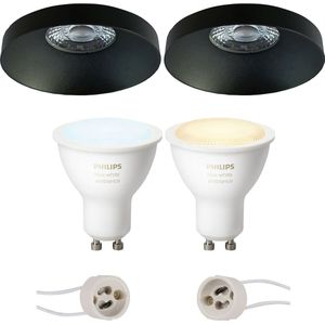 Voordeelset Pragmi Vrito Pro - Inbouw Rond - Mat Zwart - Ø82mm - Philips Hue - LED Spot Set GU10 - White Ambiance - Bluetooth