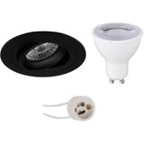 Voordeelset LED Spot Set - Pragmi Alpin Pro - GU10 Fitting - Dimbaar - Inbouw Rond - Mat Zwart - 6W - Helder/Koud Wit 6400K - Kantelbaar Ø92mm