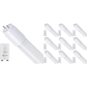 Voordeelpak LED TL Buis - T8 G13 - 10 Pack - Velvalux - 120 cm - 18W 2160lm - 865 Helder/Koud Wit 6500K | Vervangt 134W