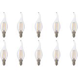 Voordeelpak LED Lamp 10 Pack - Kaarslamp - Filament Flame - E14 Fitting - 4W - Warm Wit 2700K