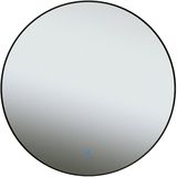 Badkamerspiegel met LED Verlichting en Verwarming 60cm - Afimera Luna - Zwart - Wandspiegel Rond - Touch Bediening - Dimbaar - Aanpasbare Lichtkleur