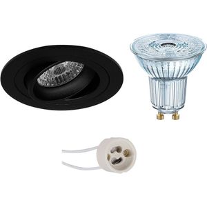 Voordeelset: LED Spot Set - LEDVANCE Parathom PAR16 927 36D - Pragmi Alpin Pro - GU10 Fitting - Dimbaar - Inbouw Rond - Mat Zwart - 3.7W - Warm Wit 2700K - Kantelbaar Ø92mm