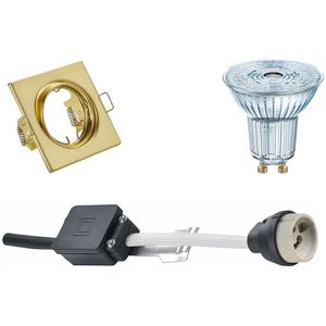 Voordeelset: LED Spot Set - LEDVANCE Parathom PAR16 927 36D - GU10 Fitting - Dimbaar - Inbouw Vierkant - Mat Goud - 3.7W - Warm Wit 2700K - Kantelbaar 80mm