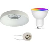 Voordeelset LED Spot Set GU10 - Facto - Smart LED - Wifi LED - Slimme LED - 5W - RGB+CCT - Aanpasbare Kleur - Dimbaar - Afstandsbediening - Pragmi Vrito Pro - Inbouw Rond - Mat Wit - Ø82mm