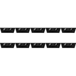 10x Spot Armatuur - GU10 Inbouwspot - Pragmi Zano Pro Rechthoek Dubbel - Zwart - Aluminium - Kantelbaar - 185x93mm