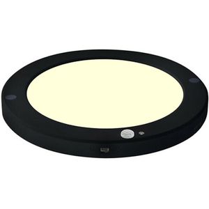 LED Plafondlamp met Bewegingssensor + Dag en Nacht Sensor - 18W - Warm Wit 3000K - 360° Zichthoek - Opbouw/Inbouw - Rond - Mat Zwart