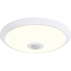 LED Plafondlamp met Sensor + Dag en Nacht Sensor - Kozolux Crimpy - 20W 1500lm - Natuurlijk Wit 4200K - Opbouw - Rond - Wit