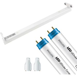 LED TL Armatuur met T8 Buis - Aigi Dybolo - 60cm Dubbel - Philips - CorePro LEDtube EM 840 - 16W - Natuurlijk Wit 4000K | Vervangt 36W