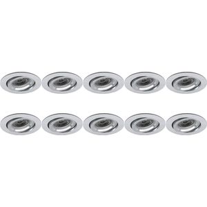 Spot Armatuur - Pragmi Aerony Pro - GU10 Inbouwspot - Rond - Zilver - Aluminium - Kantelbaar - Ø82mm