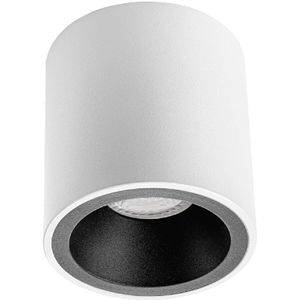 Opbouwspot GU10 - Pragmi Cliron Pro - Opbouw Rond - Mat Wit/Zwart - Aluminium - Verdiept - Ø90mm