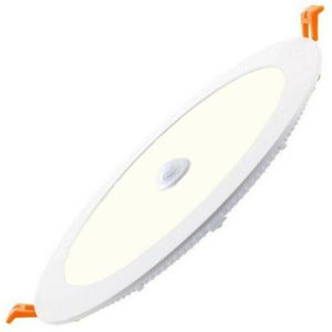 LED Downlight Slim - Facto Dury - PIR Bewegingssensor 360° + Dag en Nacht Sensor - 22W - Natuurlijk Wit 4000K - Inbouw - Rond - Mat Wit - OSRAM LEDs