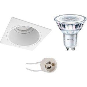 Voordeelset: LED Spot Set - Pragmi Minko Pro - GU10 Fitting - Inbouw Vierkant - Mat Wit - Verdiept - 90mm - Philips - CorePro 830 36D - 3W - Warm Wit 3000K - Dimbaar
