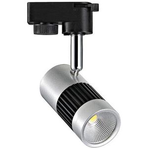 LED Railverlichting - Track Spot - 8W 1 Fase - Rond - Natuurlijk Wit 4200K - Mat Zwart/Zilver Aluminium
