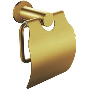Toiletrolhouder met Klep - Leoni Rimbo - Rond - PVD - Geborsteld Goud