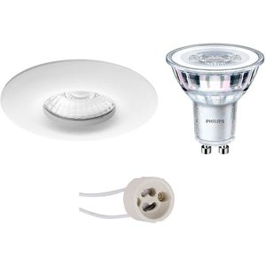 Voordeelset: LED Spot Set - Pragmi Luno Pro - Waterdicht IP65 - GU10 Fitting - Inbouw Rond - Mat Wit - Ø82mm - Philips - CorePro 830 36D - 3.5W - Warm Wit 3000K