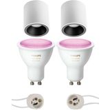 Voordeelset Pragmi Cliron Pro - Opbouw Rond - Mat Wit/Zwart - Verdiept - Ø90mm - Philips Hue - Opbouwspot Set GU10 - White and Color Ambiance - Bluetooth