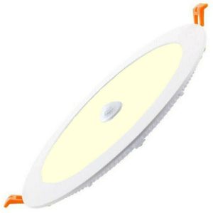 LED Downlight Slim - Facto Dury - PIR Bewegingssensor 360° + Dag en Nacht Sensor - 24W - Warm Wit 2700K - Inbouw - Rond - Mat Wit - OSRAM LEDs