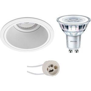 Voordeelset: LED Spot Set - Pragmi Minko Pro - GU10 Fitting - Inbouw Rond - Mat Wit - Verdiept - Ø90mm - Philips - CorePro 840 36D - 4.6W - Natuurlijk Wit 4000K