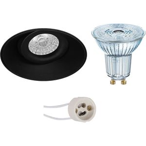 Voordeelset: LED Spot Set - LEDVANCE Parathom PAR16 927 36D - Pragmi Nivas Pro - GU10 Fitting - Dimbaar - Inbouw Rond - Mat Zwart - 3.7W - Warm Wit 2700K - Trimless - Kantelbaar - Ø150mm