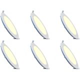 LED Downlight Slim 6 Pack - Inbouw Rond 15W - Warm Wit 2700K - Mat Wit Aluminium - Ø195mm