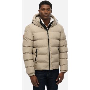 Superdry - Hooded Sports Puffer Jacket - Beige - Winterjas