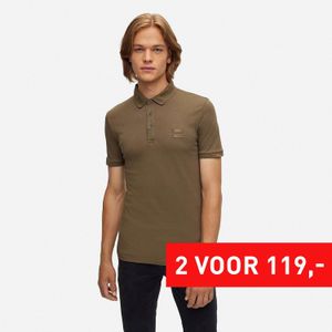 HUGO BOSS Passenger slim fit polo - stretch heren polo korte mouw - donker groen