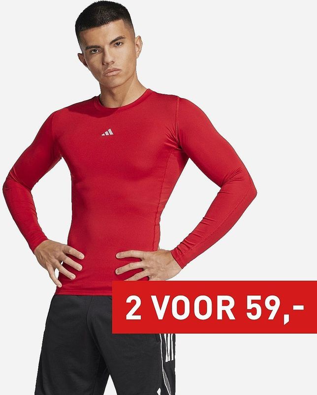 adidas - Techfit - Longsleeve - Rood - Polyester