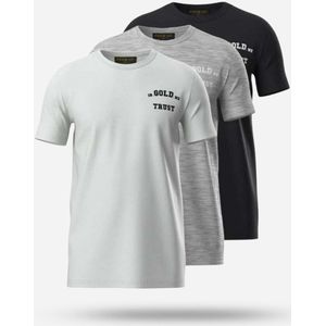 In Gold We Trust Basic T-Shirt 3-Pack - zwart/grijs/wit