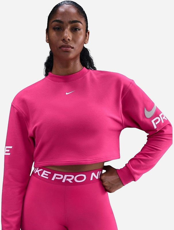 Nike Pro ruimvallend Dri-FIT sweatshirt met ronde hals van sweatstof - Roze