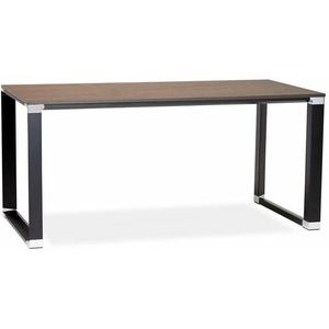 Recht design bureau 'XLINE' met notenhouten afwerking en zwart metaal - 160x80 cm