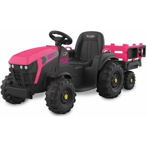 Accuvoertuig tractor Super Load met Trailer Roze 12V