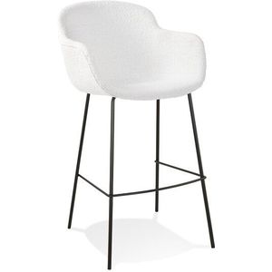 Design barkruk 'CADRIX' van witte bouclÃ©stof
