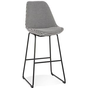 Kruk 'BULLY' van pied-de-poule-print stof met zwarte metalen poten