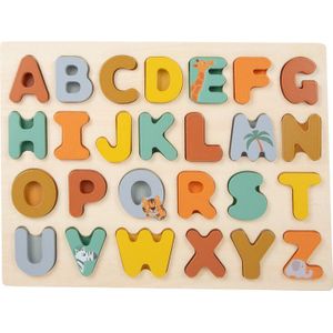 Small Foot Vormenpuzzel Alfabet Safari 22 X 29 Cm Hout 26-delig - Abc puzzel - Letters leren herkennen