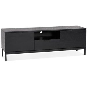 Design tv-meubel 'CATODIK' van hout en zwart metaal