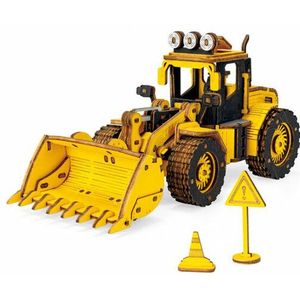 Robotime Bulldozer / Front-end Loader TG509K - 3D puzzel - Houten bouwpakket - Knutselen - Miniatuur