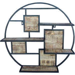 Benoa Cameron Iron & Wooden Round Wall Rack 100