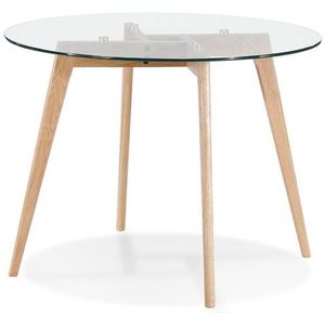 Kleine, ronde 'ANGELA' eettafel van doorzichtig glas - Ã˜ 100 cm