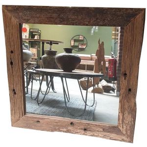 Vierkante Spiegel met houten frame 80cm