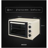 Wiggo WMO-E353(C) - Vrijstaande Mini Oven - 35 liter - 1800 Watt - Timer - Creme