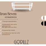 Gorillz Iron - Wandkapstok Met Hoedenplank - 7 Haken Muur Kapstok - Wit
