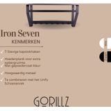 Gorillz Iron - Wandkapstok Met Hoedenplank - 7 Kapstok Haken - Zwart
