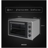Wiggo WMO-E353(X) - Vrijstaande Mini Oven - 35 liter - 1800 Watt - Timer - Grijs